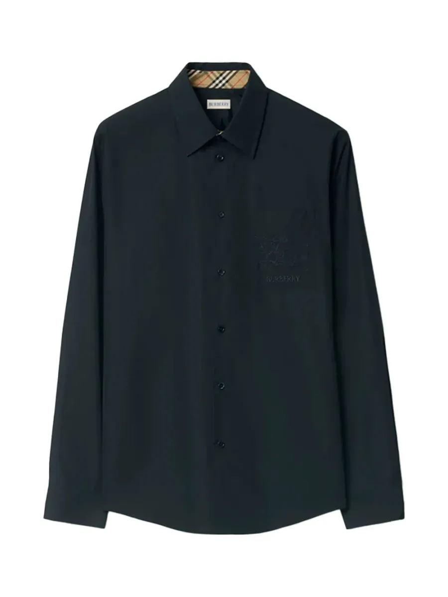 Men Regular Fit Cotton Poplin Shirt Navy