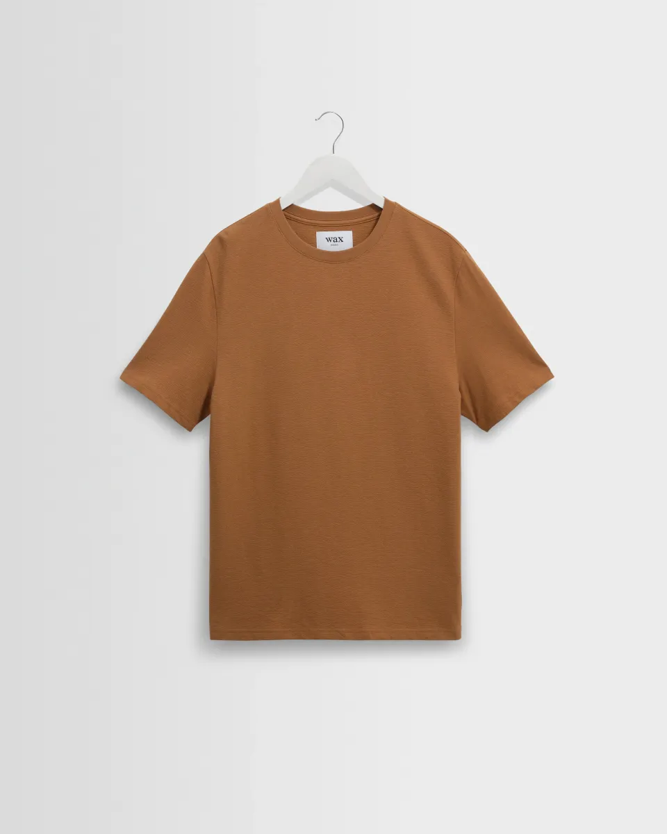 Dean - Tan Textured Organic Cotton t-Shirt