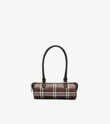 Mini Check Barrel Bag in Chocolate brown