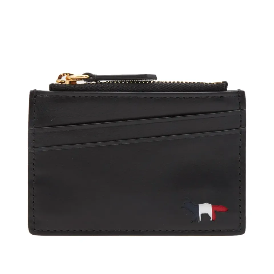 Maison Kitsuné Tricolour Zipped Leather Card Holder