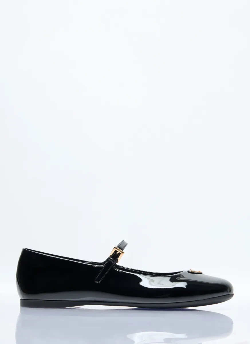 Logo Plaque Patent Ballerina Flats
