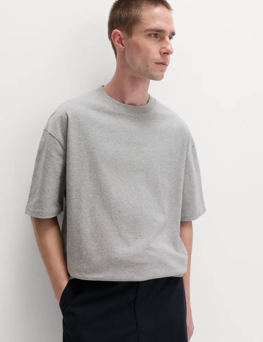 Pure Cotton Oversized Midweight T-Shirt Grey Marl