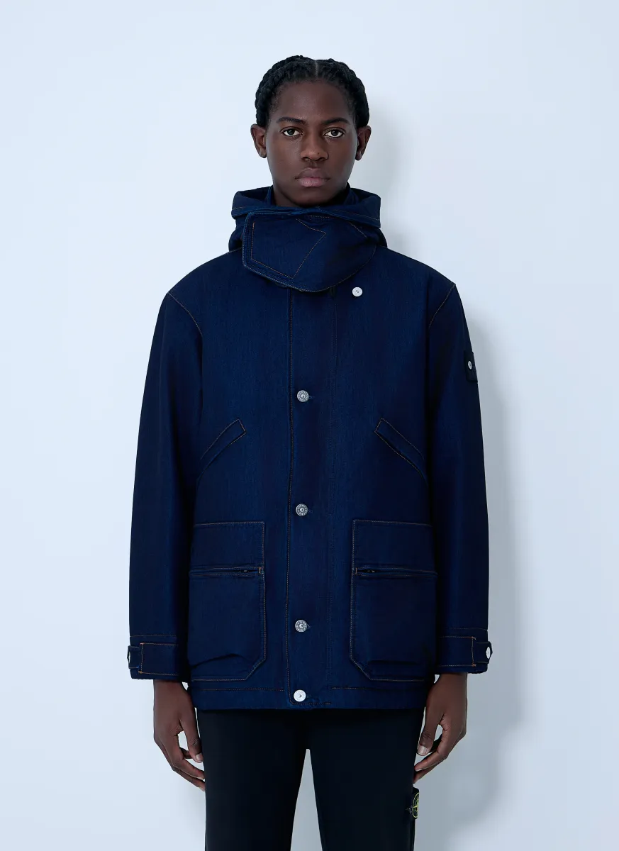 Denim Hooded Short Parka Jacket