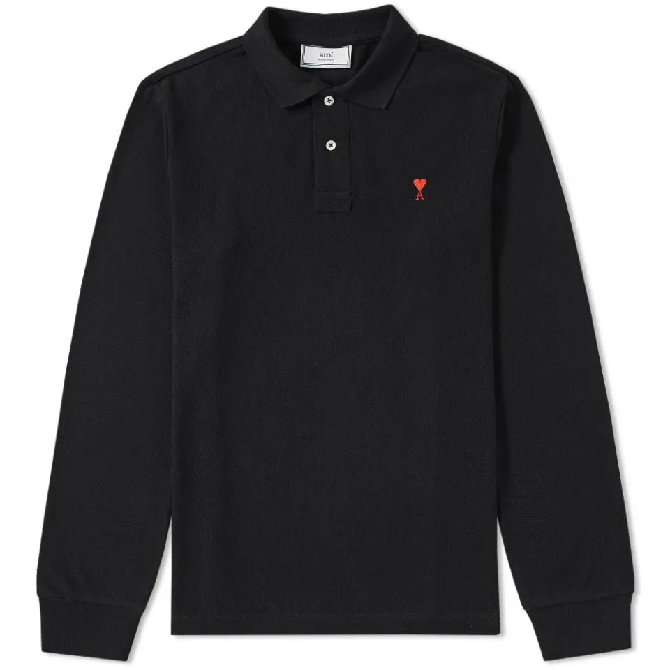 AMI Long Sleeve de Coeur Polo