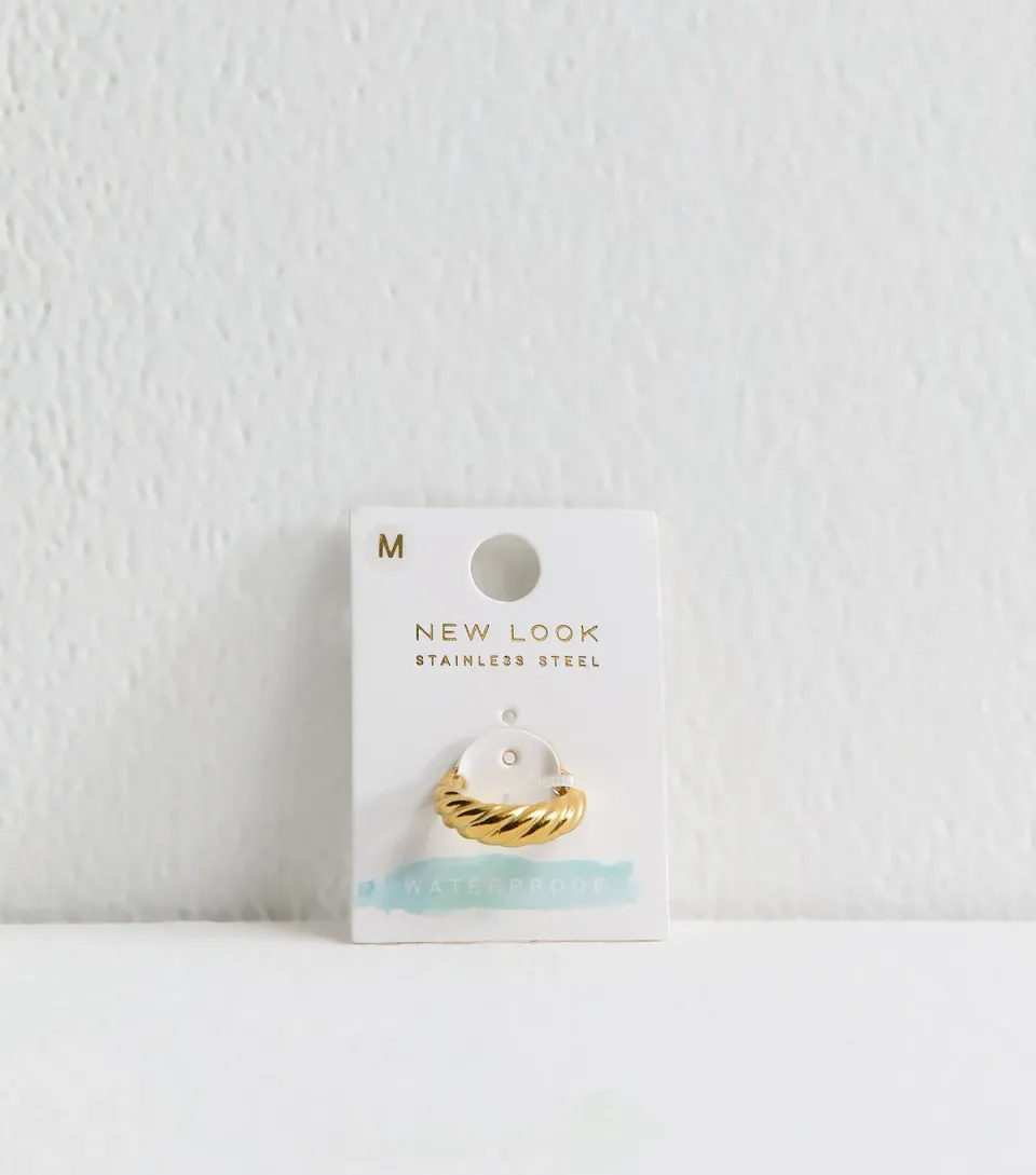Gold Tone Waterproof Chunky Twisted Ring
