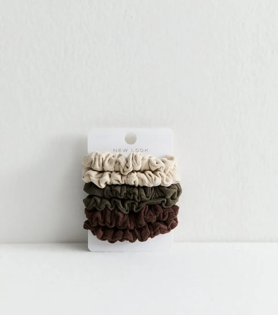 Pack of 6 Mulitcoloured Mini Faux Suede Scrunchies