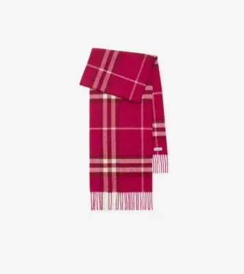Check Cashmere Scarf in Jam pink