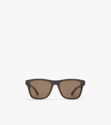 Textured Check Square Sunglasses in Brown