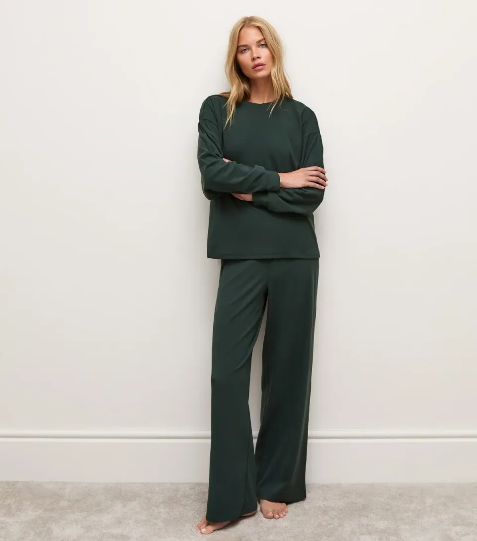 Women's Black Jersey Wide Leg Joggers