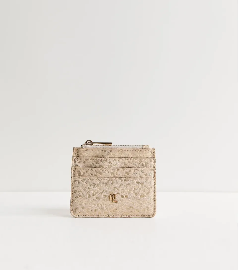 Gold Metallic Leopard Pattern Cardholder