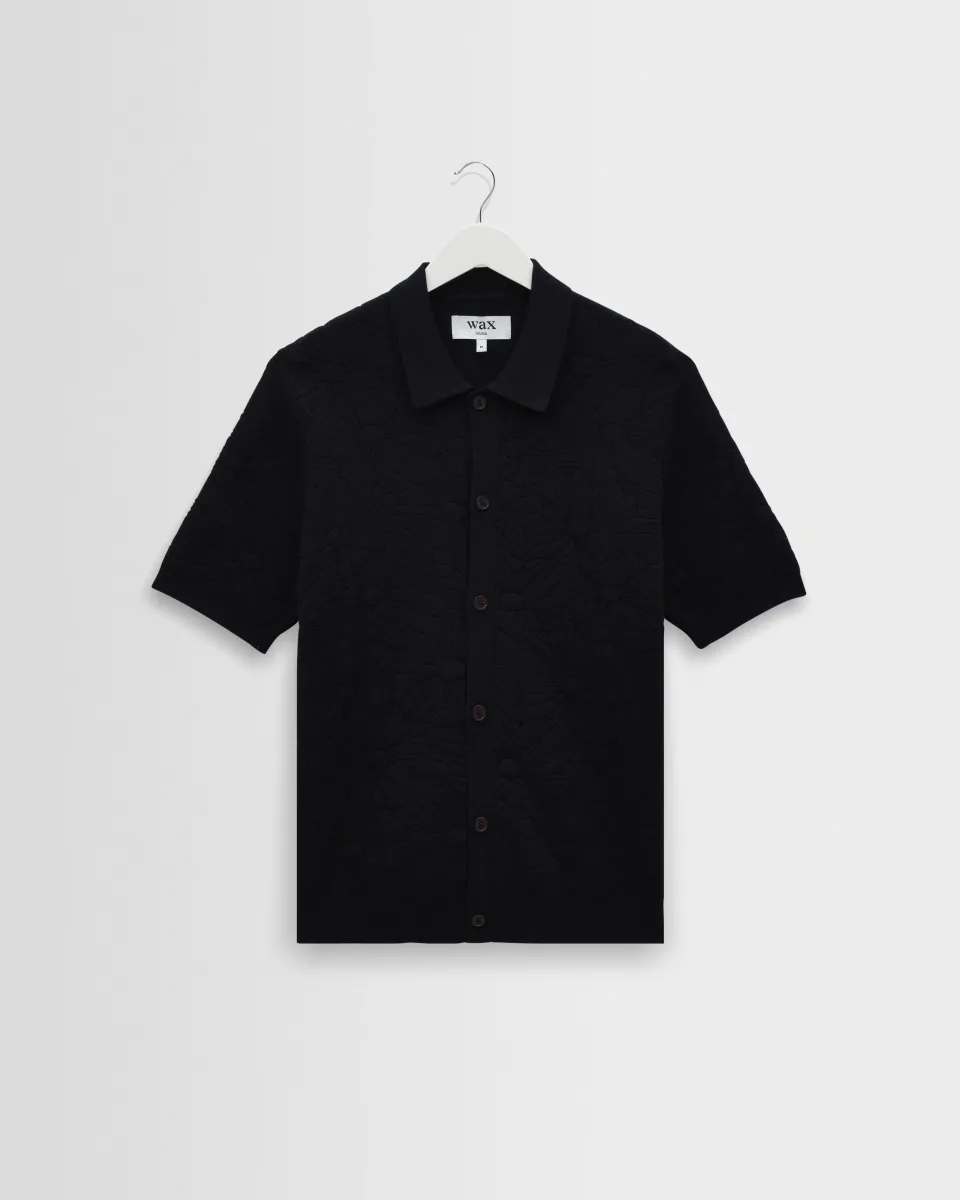 Tellaro - Navy Flower Jacquard Shirt
