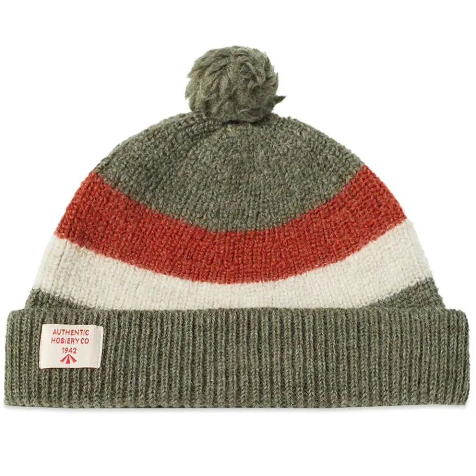 Striped Pom Pom Beanie