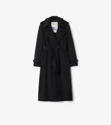 Long Cashmere Kensington Trench Coat in Black