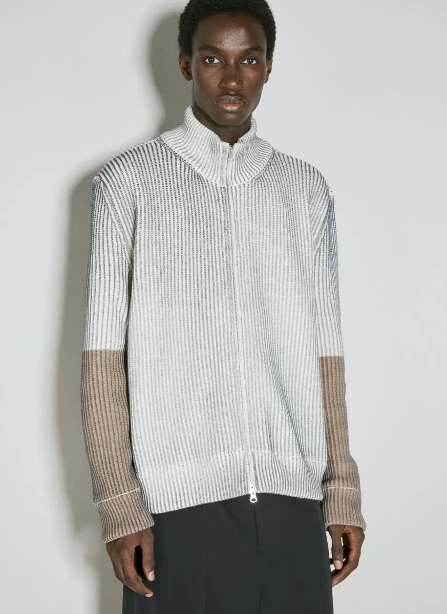 Zip-up Stripe Sweatshirt