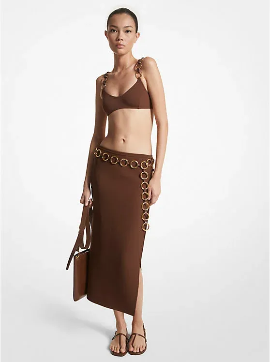 Stretch Double Crepe Sablé Ring Slit Skirt