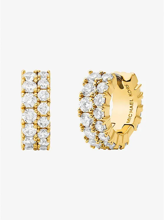 Double Pavé Huggie Earrings