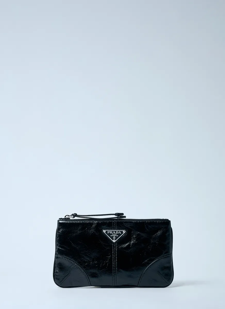 Leather Pouch With Logo Plaque