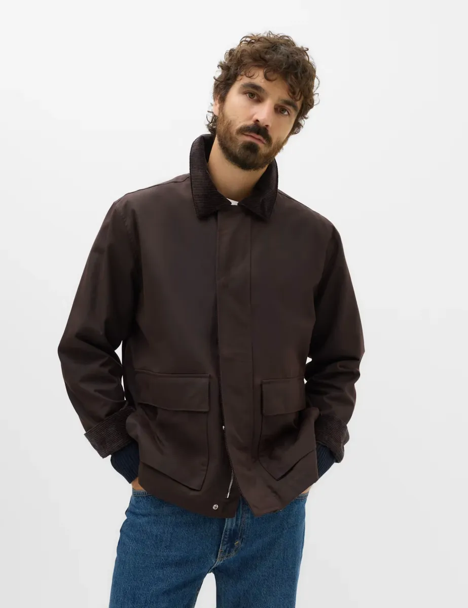 Pure Cotton Wax Jacket Dark Brown