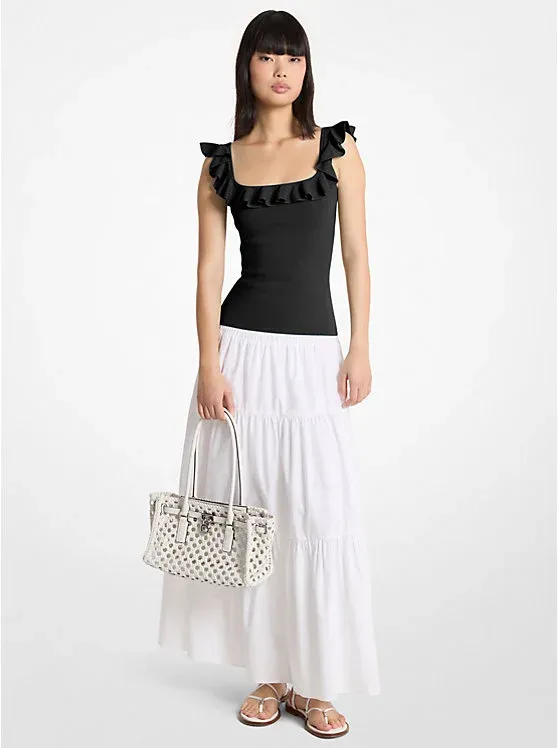Ruffled Stretch Viscose Tank Top