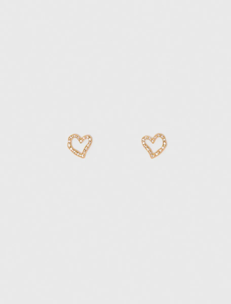 Heart rhinestone stud earrings