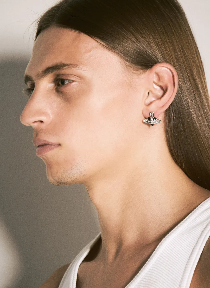 Single Diamante Heart Earring