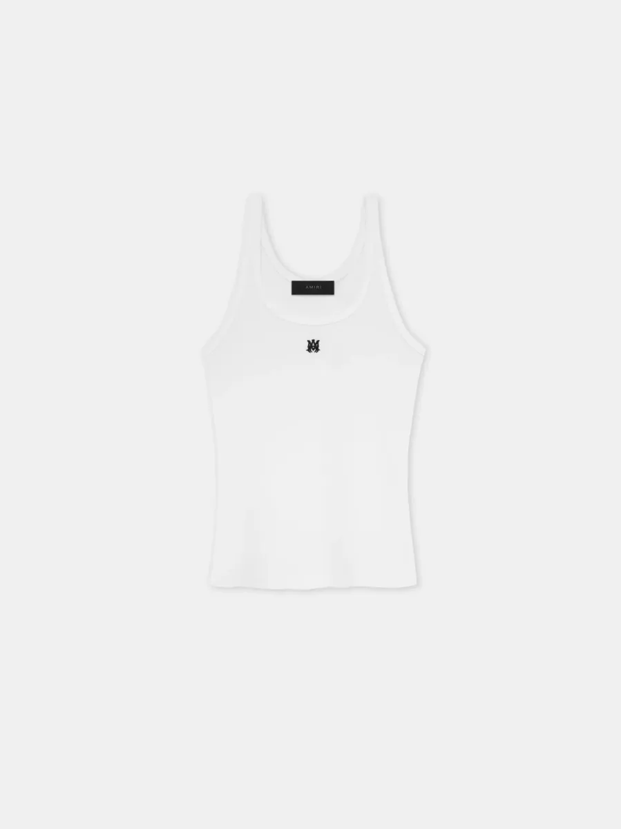 WOMEN - WOMEN'S MA EMBROIDERED RIBBED TANK - White