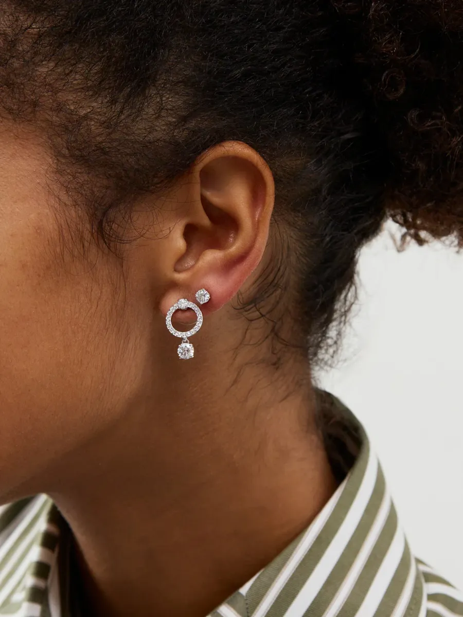 Attract Circle Pierced Earrings (Silver)