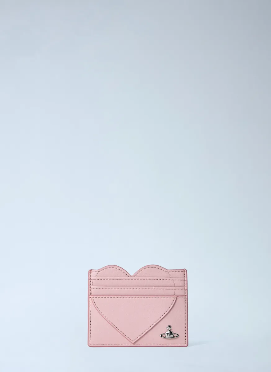 Heart-Detail Leather Card Holder