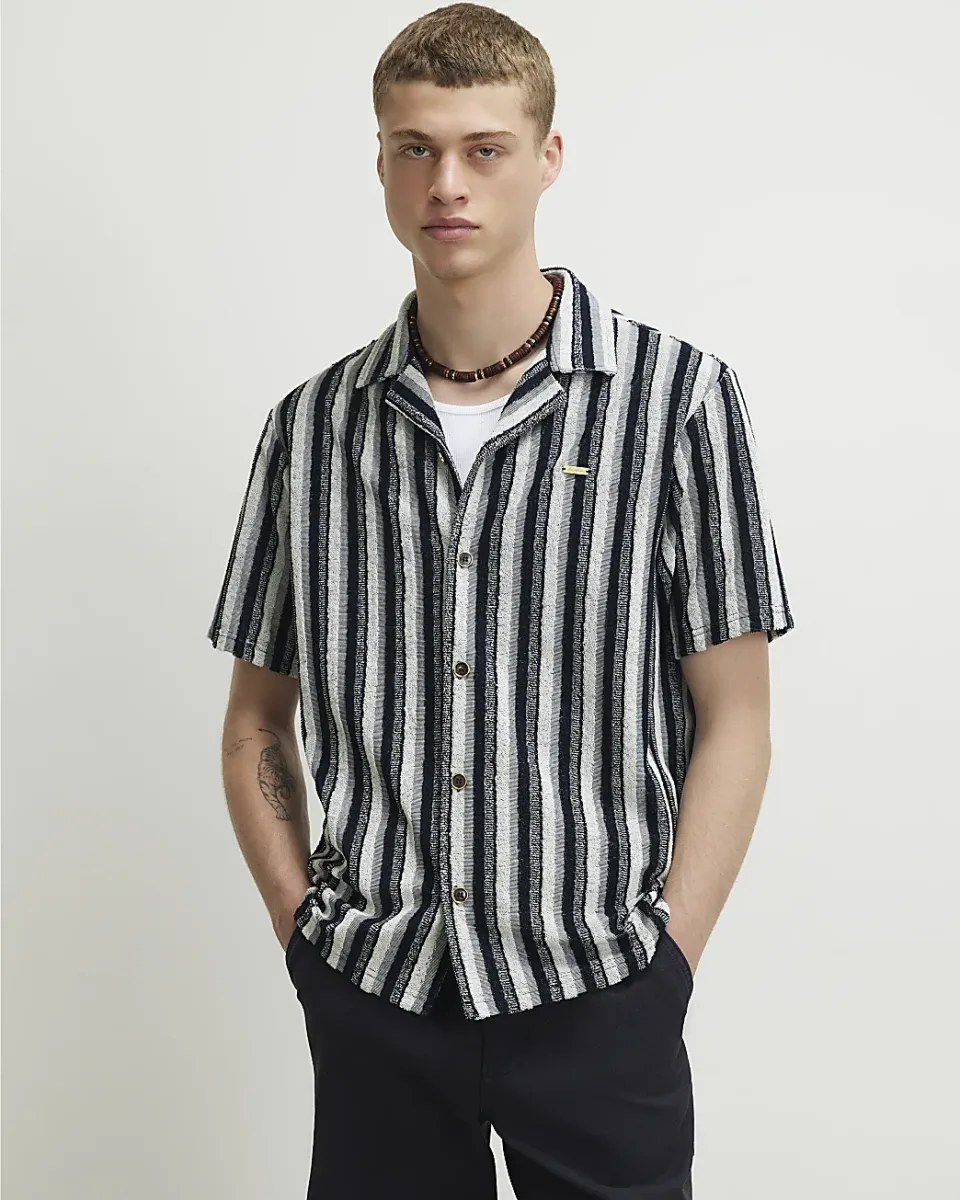 Regular Fit Stripe Towelling Shirt