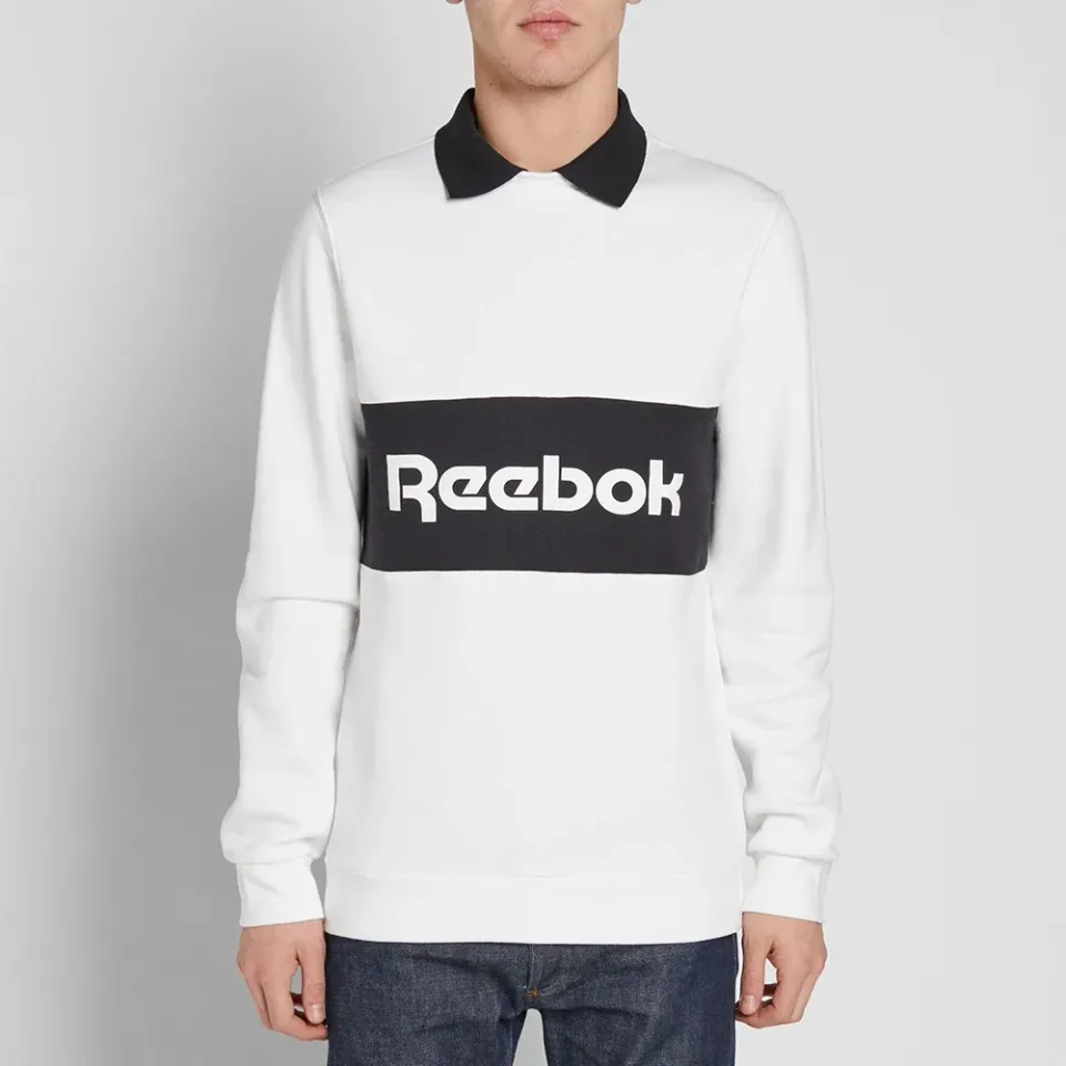 F Archive Striped Collared Crew Sweat