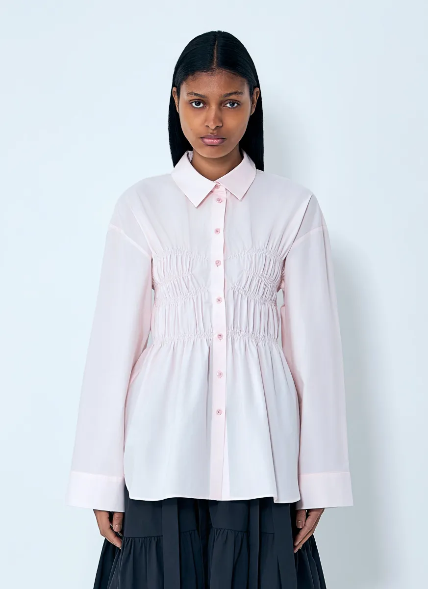 Smocked Detail Poplin Shirt