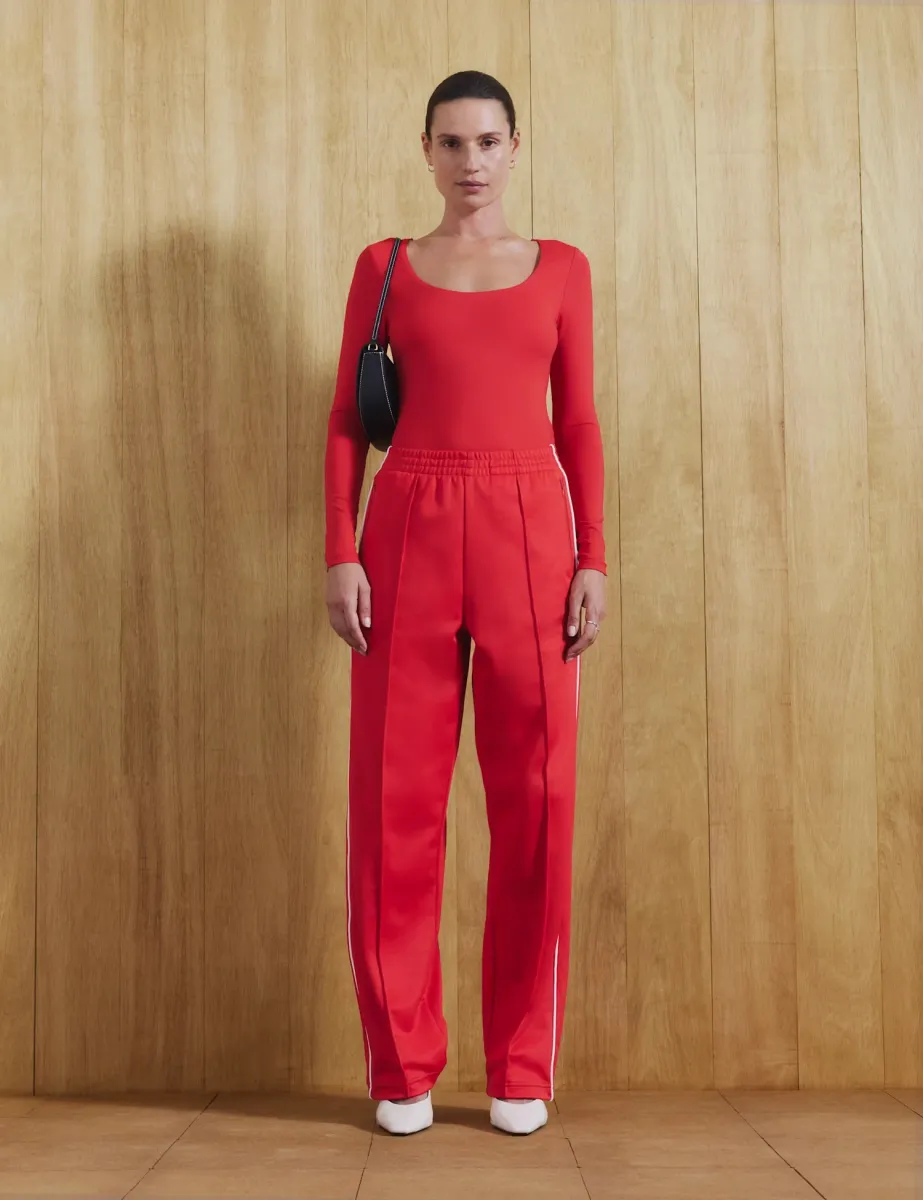 Cotton Rich Side Stripe Straight Leg Joggers Poppy