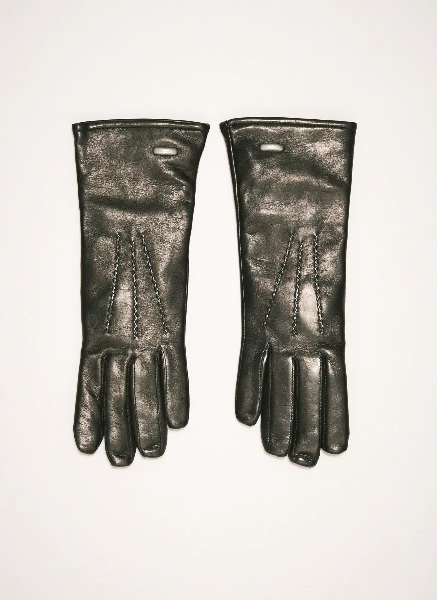 Topstitched Leather Gloves
