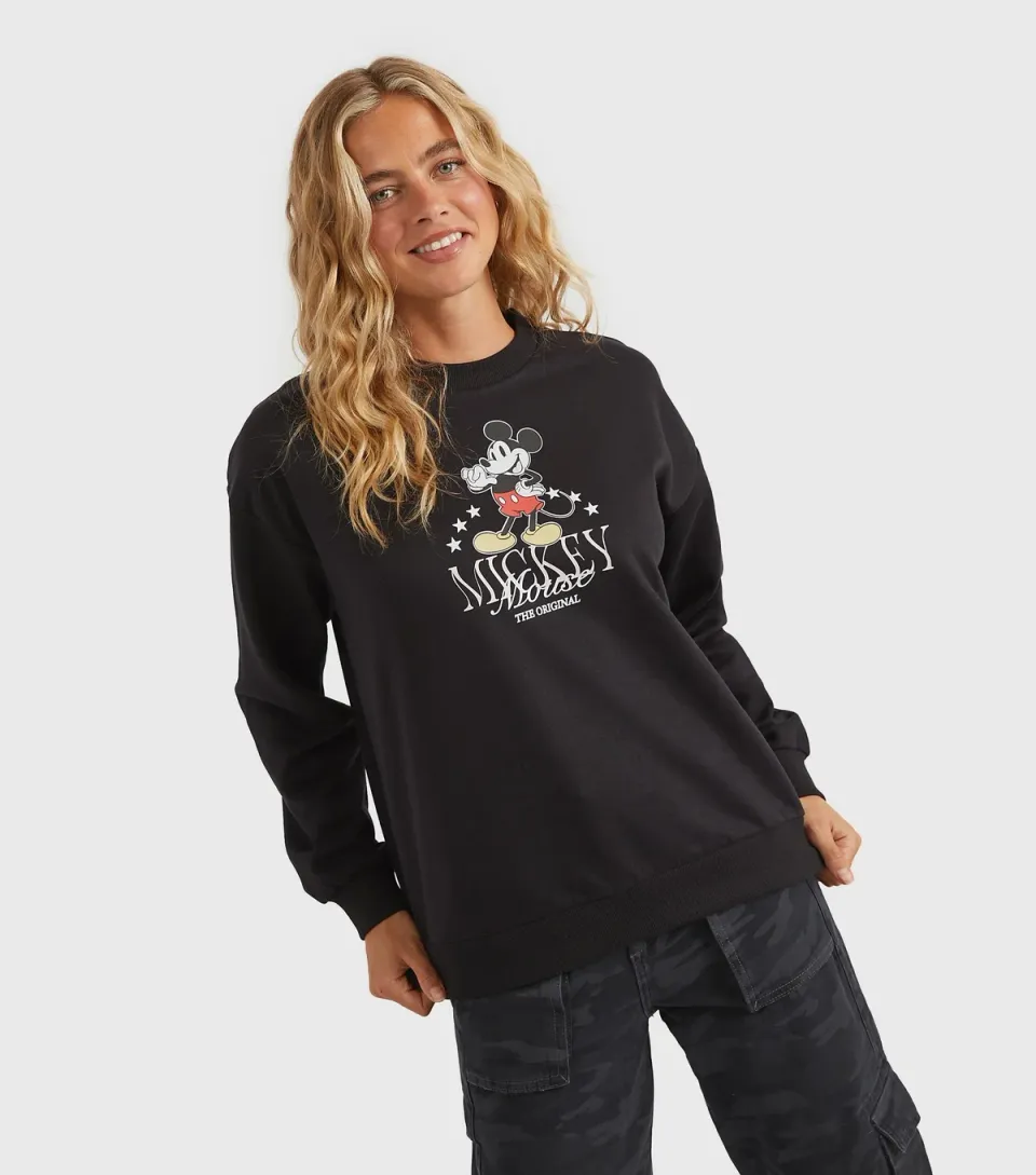Women's Clothing Black Mickey Mouse Logo Sweatshirt
