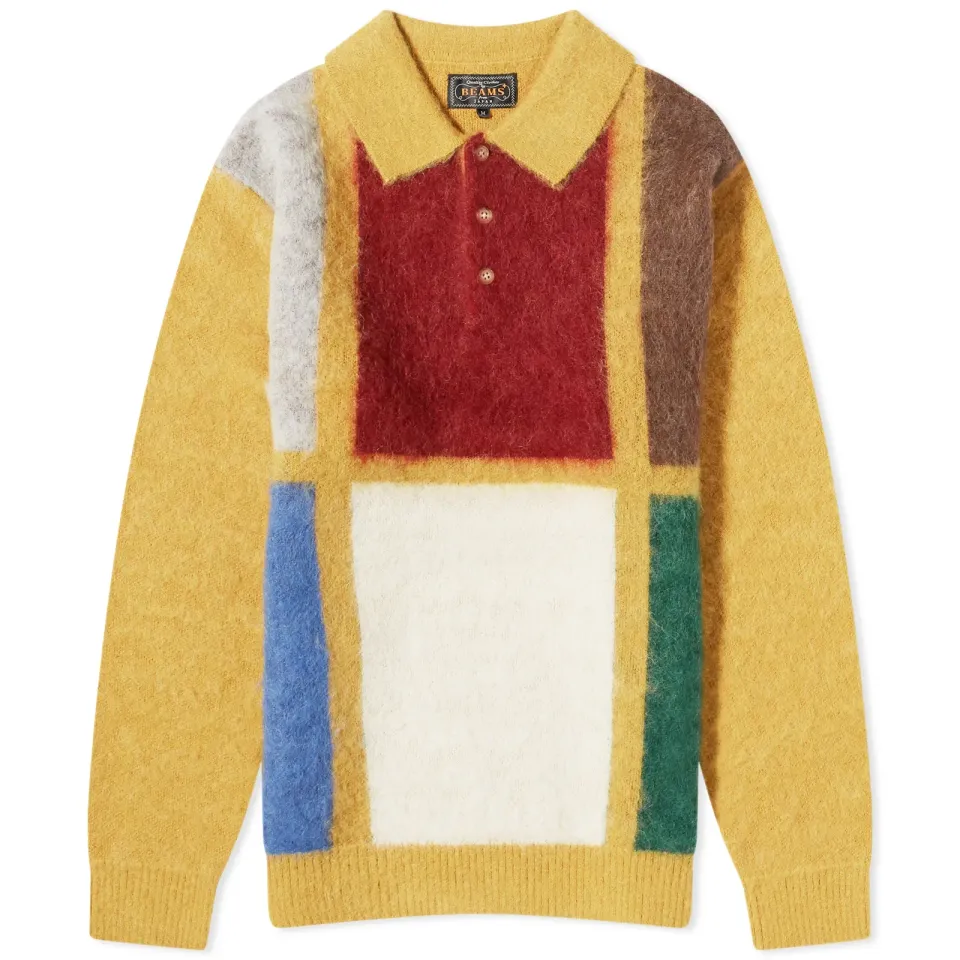 Shaggy Panel Long Sleeve Polo