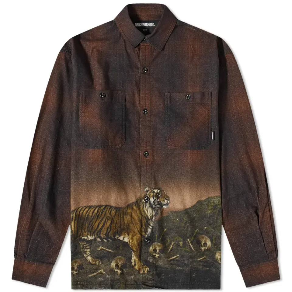 Tiger Print Plaid Shirt