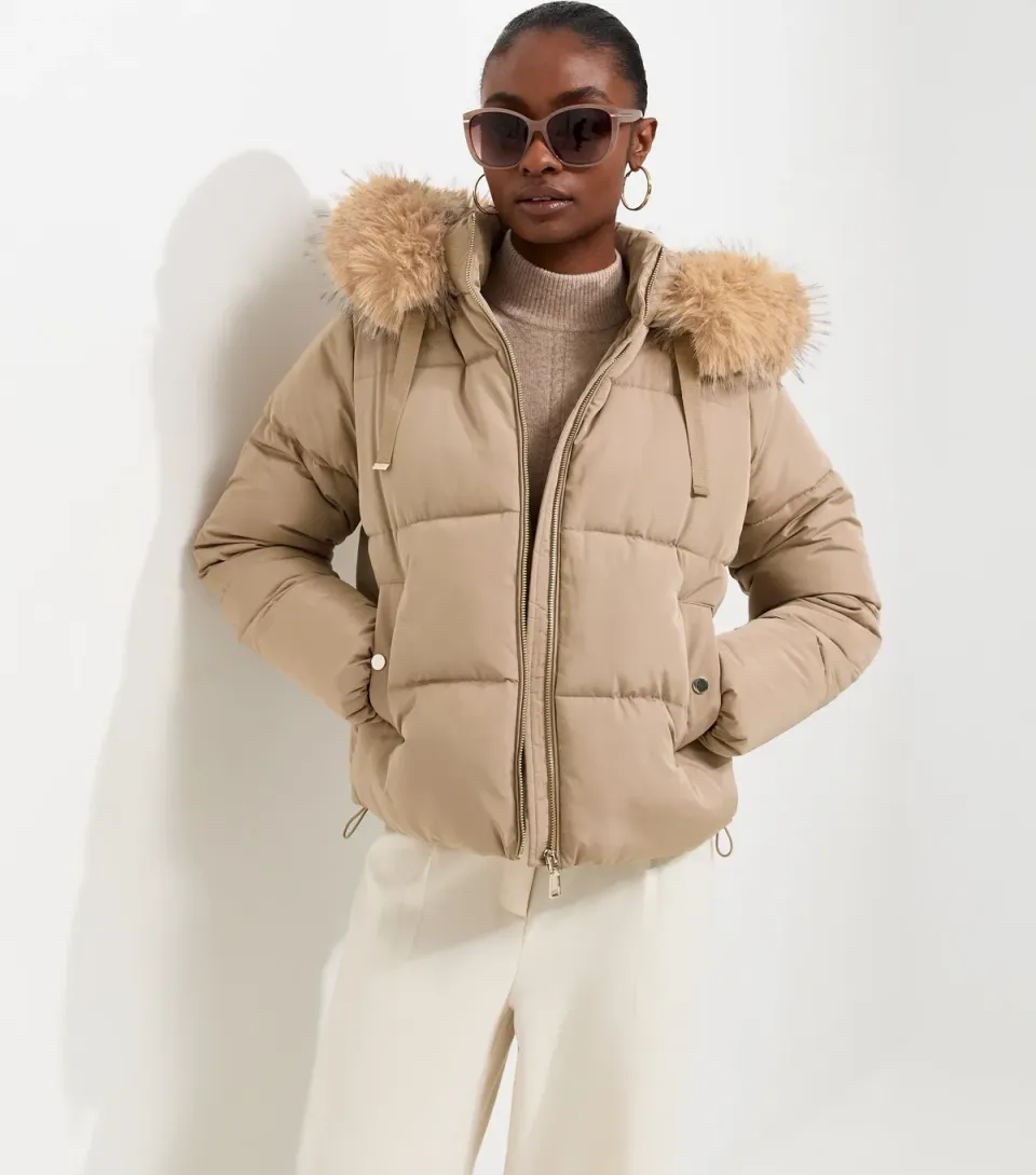 Women's Mink Faux Fur Hood Puffer Jacket