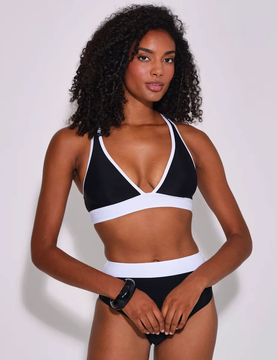 Contrast Binding Padded Plunge Bikini Top