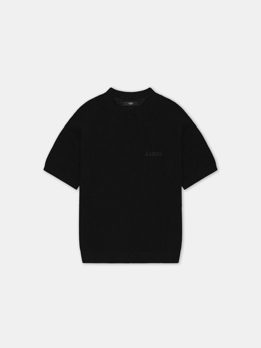 CROCHET MESH TSHIRT - Black