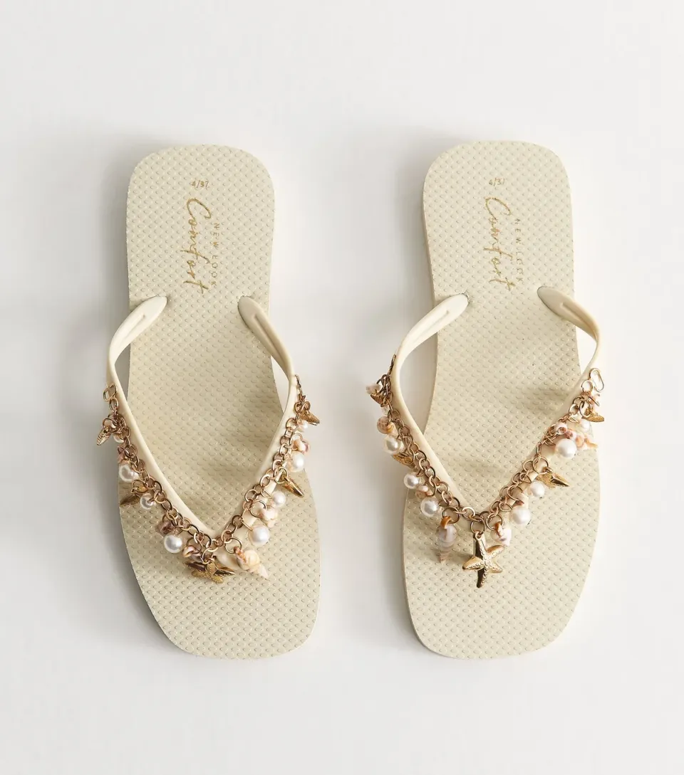 Women's Off White Fishing Charm Flip Flops