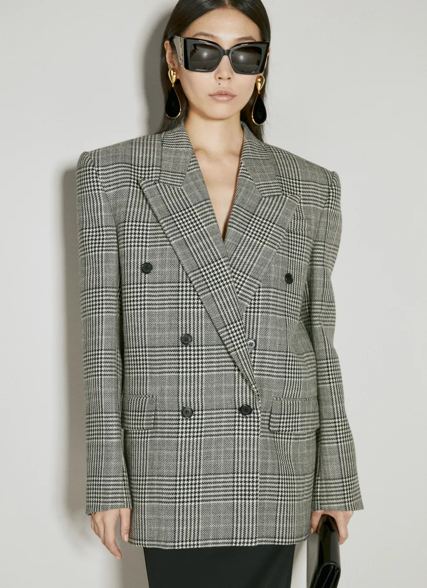 Oversized Prince Of Wales Wool Blazer