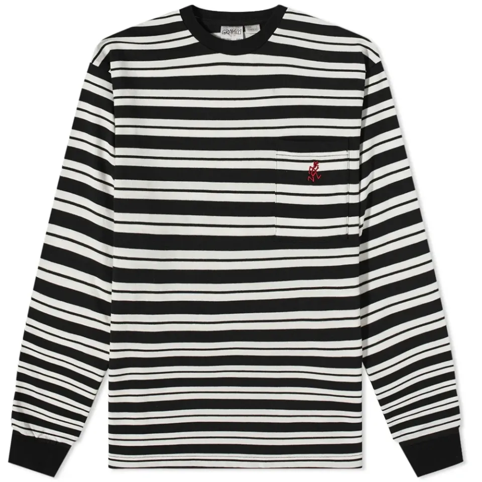 Long Sleeve Striped Pocket T-Shirt