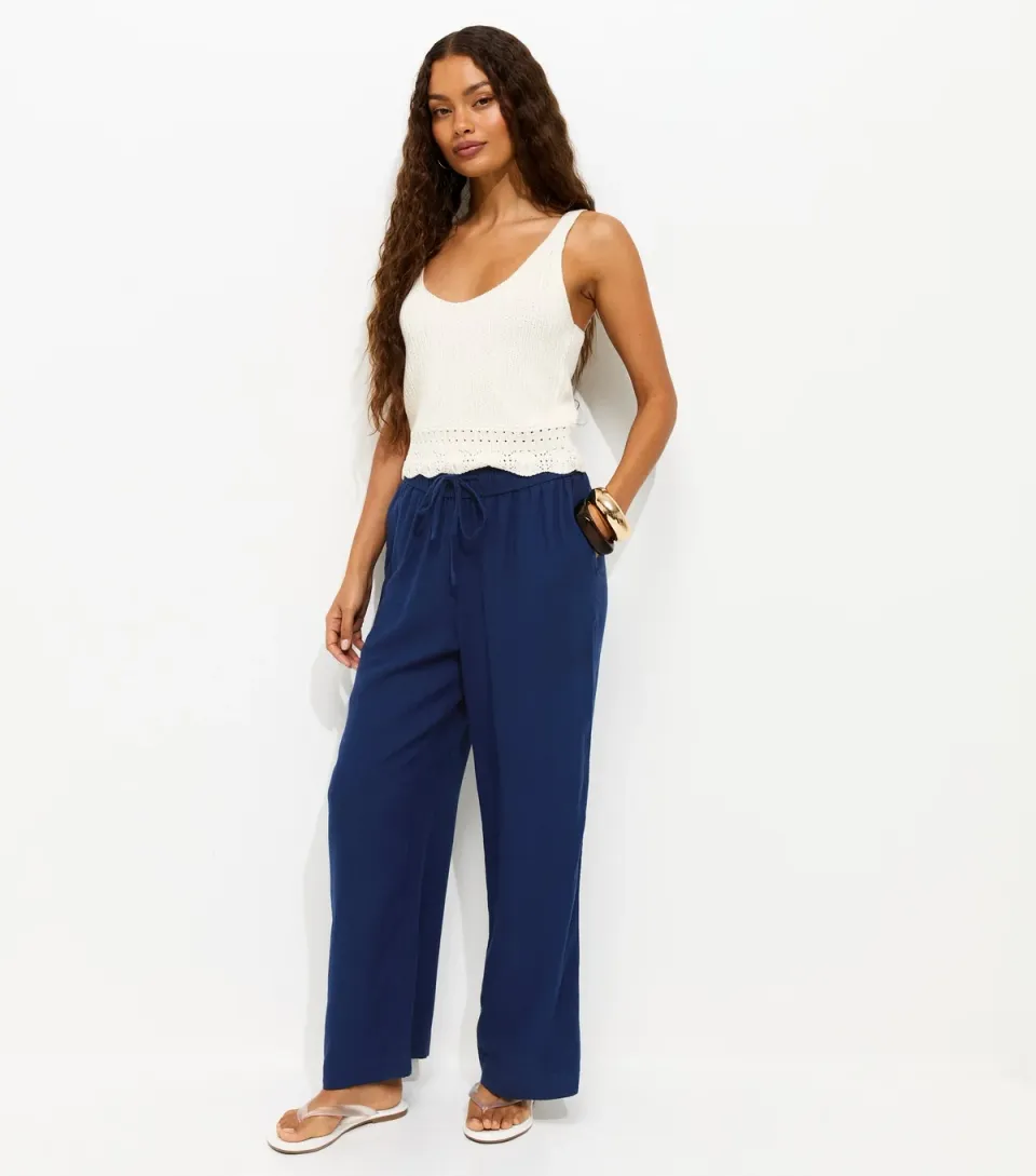 Women's Petite Stone Wide Leg Trousers