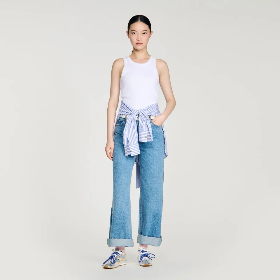 Beaded ribbed vest top