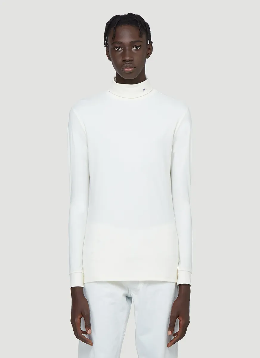 R-Embroidered Turtleneck Top
