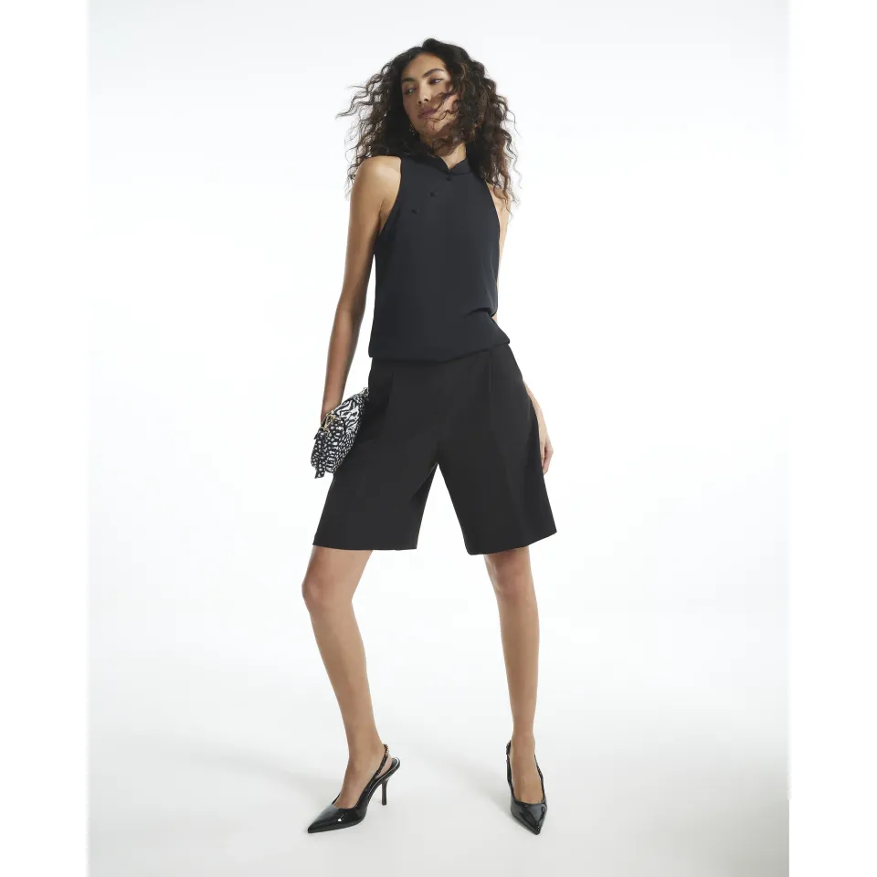 Halter Neck Button Detail Top