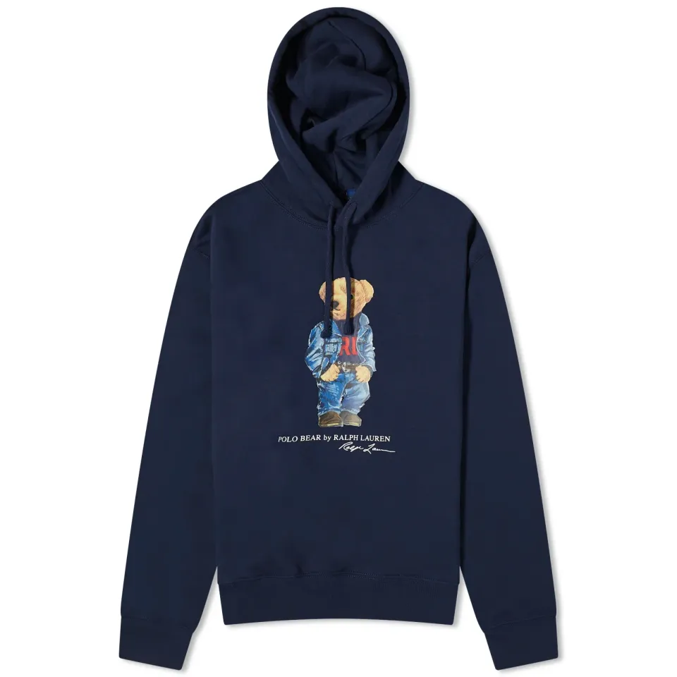 Denim Bear Popover Hoodie