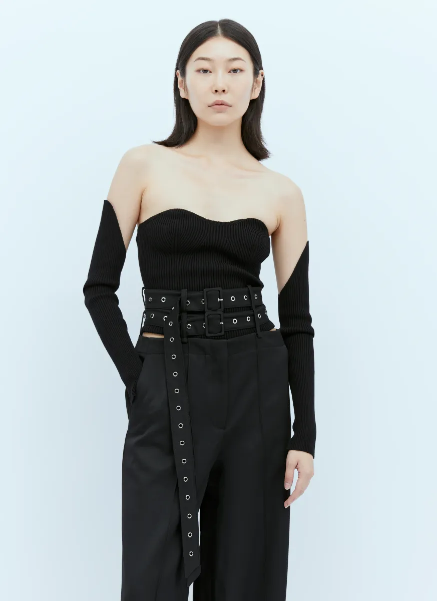Rib Bustier With Detached Sleeves