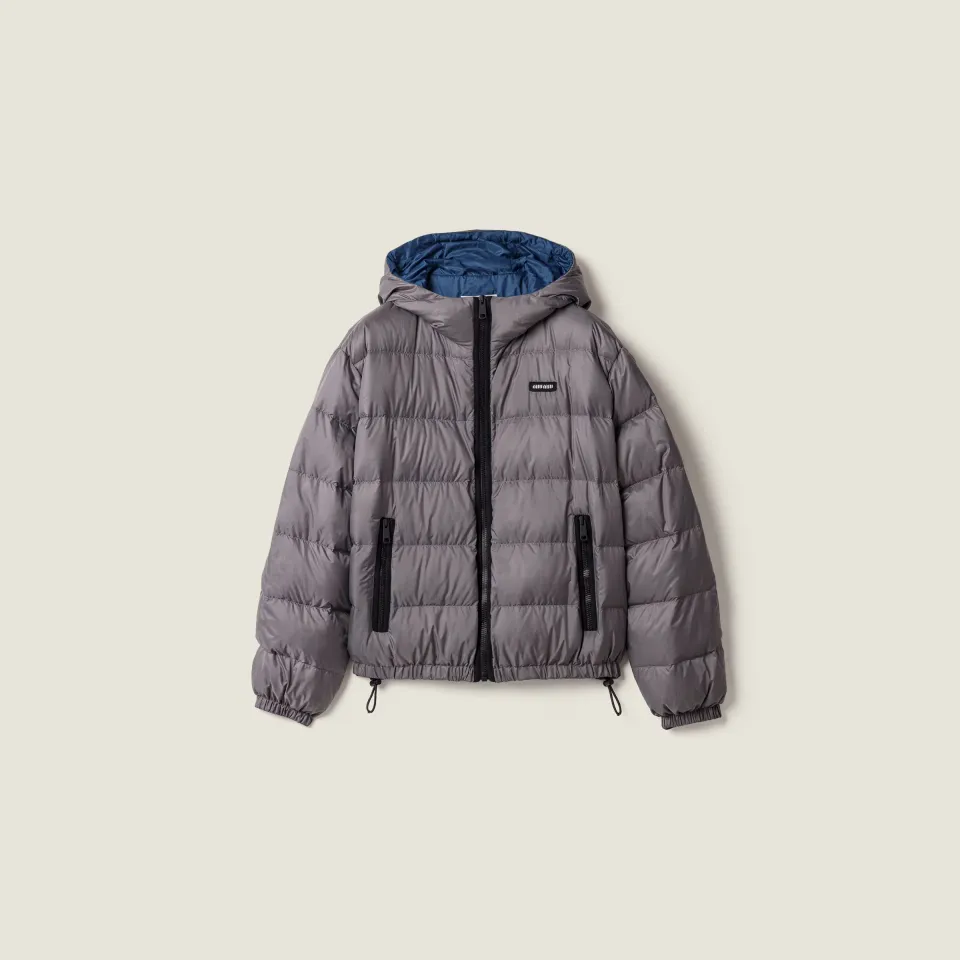 Light pongé down hoodie jacket