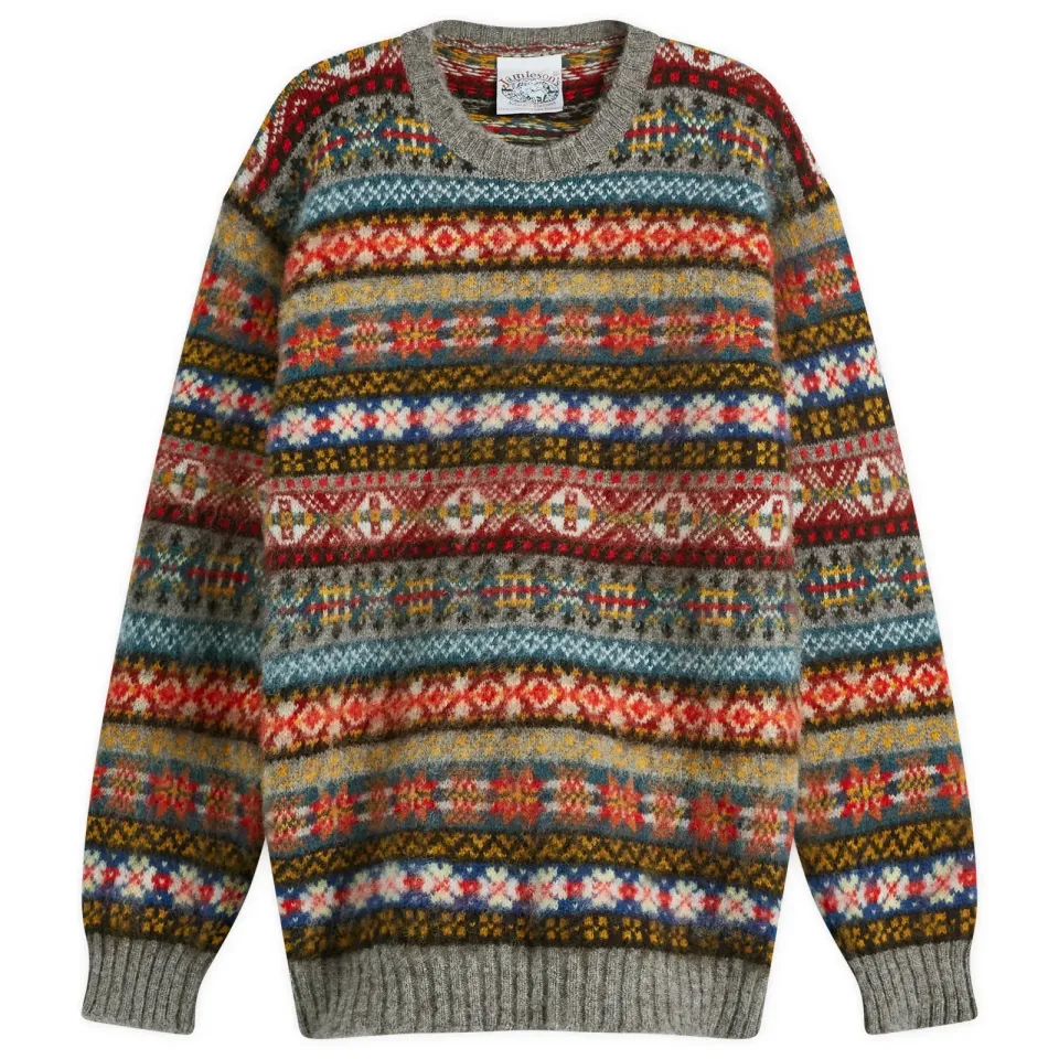 Jamieson's of Shetland Brushed Fair Isle Crew Knit